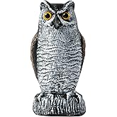 OFFO Fake Owls, Plastic Owl Statue to Decorate The Garden, Porch Pool Patio Yard, Halloween Decorations for Outdoor Garden, 8.3 in Height, Brown and White
