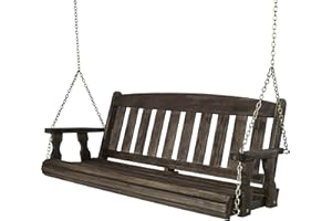 Amish Casual Heavy Duty 800 Lb Mission Treated Porch Swing with Hanging Chains (5 Foot, Dark Walnut Stain)