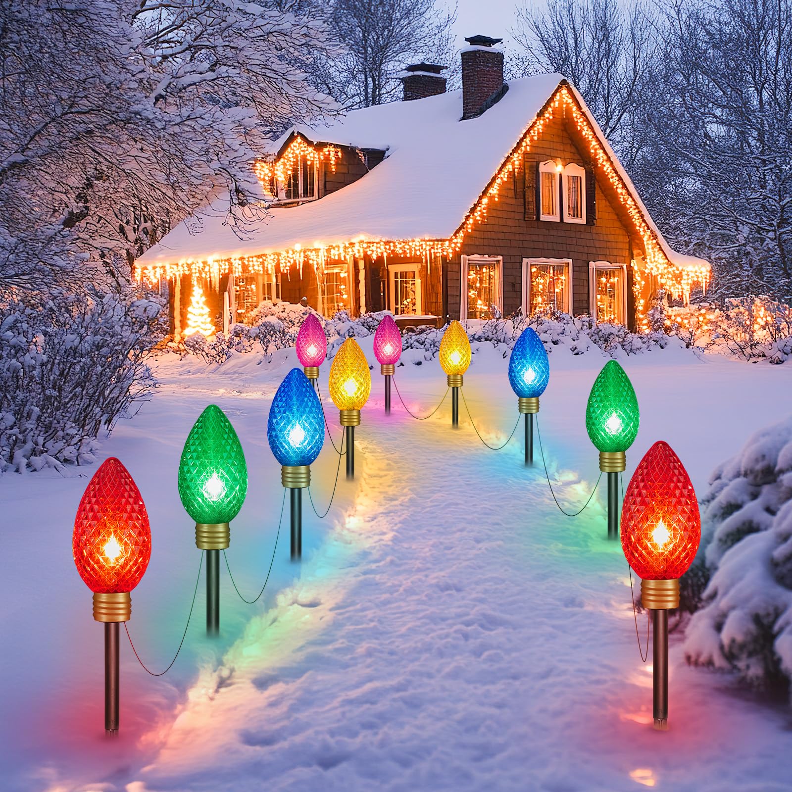 Photo 1 of *INCOMPLETE** Minetom 11Feet 5 LED Super Jumbo Christmas String Lights, Outdoor Christmas Pathway Lights- Strawberry Jumbo C9 Hanging Lights Waterproof Lawn Decorations for Holiday Tree Roof