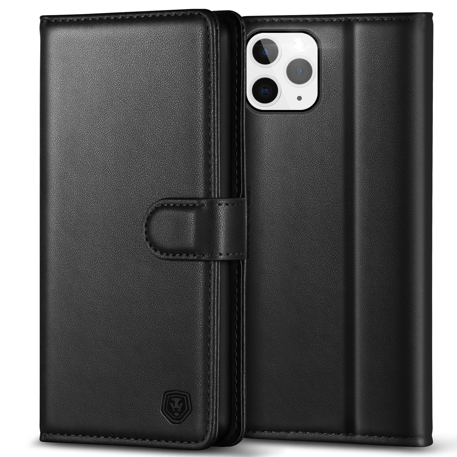 Kuafcase Compatible for iPhone 11 Pro Max Case with 4 Card Slots Magnetic Closure Kickstand Shockproof Protective Phone Case Compatible for iPhone 11 Pro Max - Black — image 1