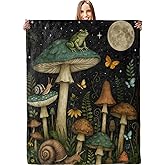 Magical Mushroom Forest Blanket, Soft Lightweight Warm Cozy Flannel 60×50 inch Throw Blanket for Couch, Travel, Bed, Outdoor, Gifts for Women Men Adults Kids