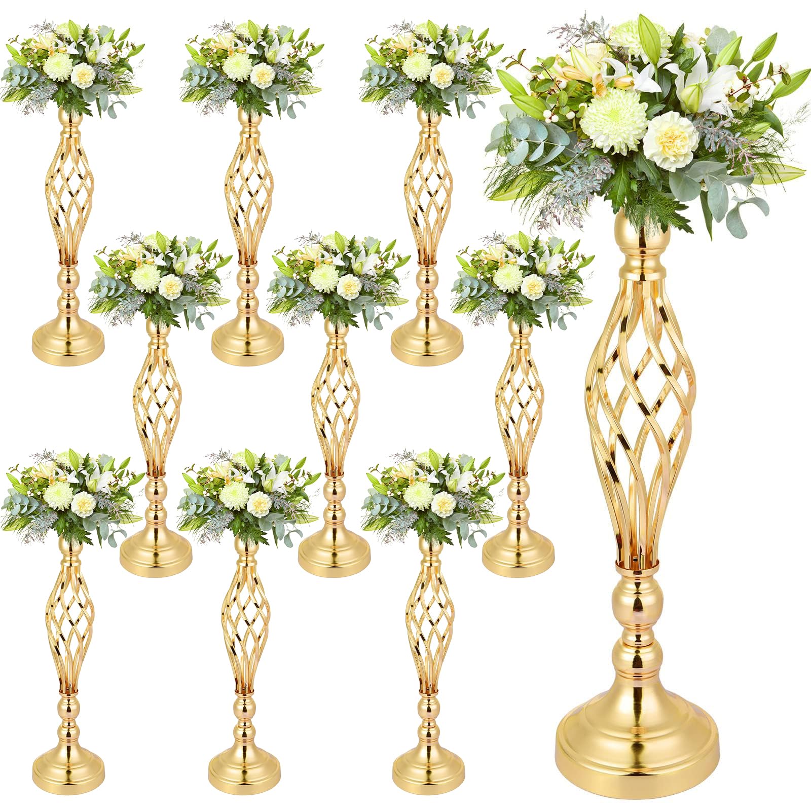 Photo 1 of 10 PCS Gold Flower Stand Centerpiece, Wedding Table Gold Flower Stand Vases Centerpiece Decorations for Wedding, Birthday Party and Other Holiday Event