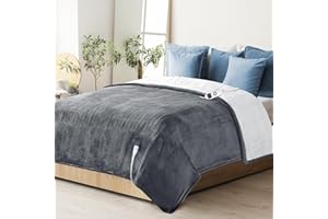 YOKIMISU Heated Electric Blanket Full- Super Soft Double-Sided Heating Blanket, 6 Heat Settings, 10 Hours Auto Off, ETL and FCC Certification Fast Heating Electric Throw, Machine Washable, 84 x 72''(Grey)