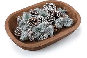 Xaatren Large Wooden Dough Bowl Decorative Wooden Bowl Rustic Wooden Long Dough Bowls Decor for Farmhouse Home Dining Table Centerpiece Living Room Kitchen Decorations (Brown,10 x 14 Inch)