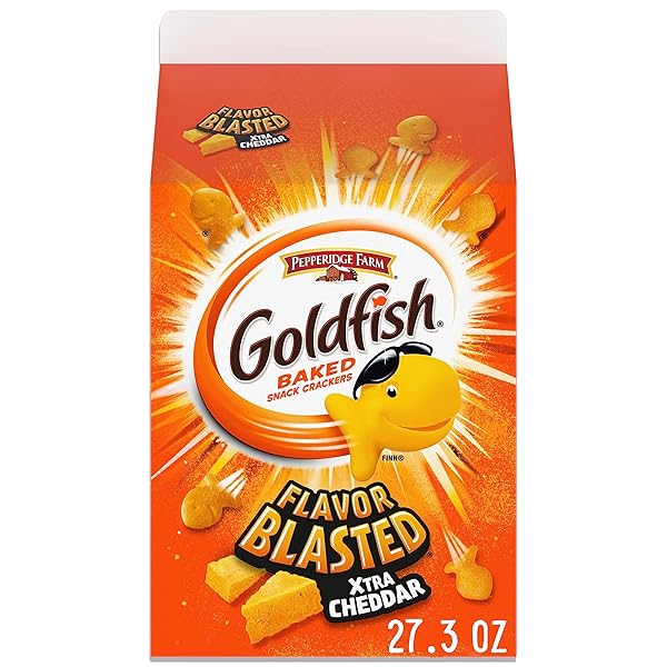GOLDFISH FLAVOR BLASTED XTRA CHEDDAR CHEESE CRACKERS, 27.3 OZ CARTON