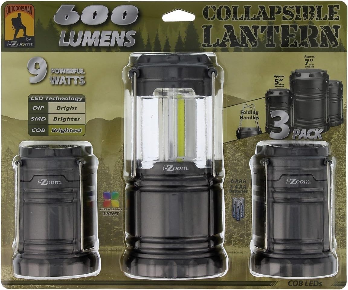 iZoom Collapsible Lantern, 9 Powerful Watts, 600 Lumens (3 pcs Set