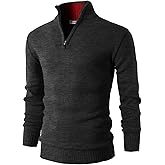 H2H Mens Quarter Zip Pullover Sweater Casual Slim Fit Polo Sweater