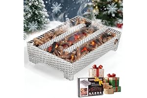 3 BUZZLETT 5" x 8" Pellet Smoker Tray 12 Hours of Billowing Smoke, Smoker Box for Gas Grilling,Cold Smoker Generator for BBQ,like Grill Tube BBQ Smoker Perfect for Hot Cold Meat, Cheese, Fish and Pork Smoking
