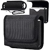 Miimall for Samsung Galaxy Z Flip 7 6 5 4 Holster, Nylon Phone Pouch Belt Clip Waist Pouch for Samsung Galaxy Z Flip 7/6/5/4/3, Motorola RAZR 2025 5G Holster with Card Slot Black