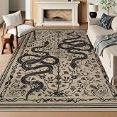 LIVEBOX 5x7 Washable Area Rug - Snake Rug for Living Room, Non-Slip Soft Bedroom Rugs, Low Pile Indoor Carpet for Dining Room Home Office(5x7ft, Taupe)