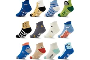 Tphon Toddler Baby Non Slip Ankle Socks with Grippers Kids Boys Girls Socks 12 Pairs for 0-7 Years Infant Children