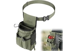 HappyAlley Rip Stop Shotgun Shooting Bag, Shotgun Rounds Pouch with 57 inch Waist Belt, Oxford Cloth Hunting Range Gear Bag for Clay, Trap or Skeet Shooting, Green Double Compartment Hunting Pouch