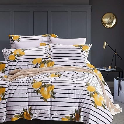 Amazon Com Wake In Cloud Striped Comforter Set 100 Cotton