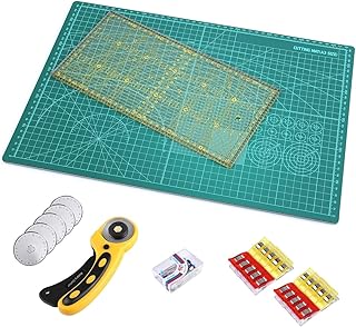 MVPower A3 Schneidematte Set, selbstheilend, Schneidematten inkl, Rollschneider set, 5 Ersatzklinge, Stoffklammer, Stecknadeln, Patchwork-Lineal