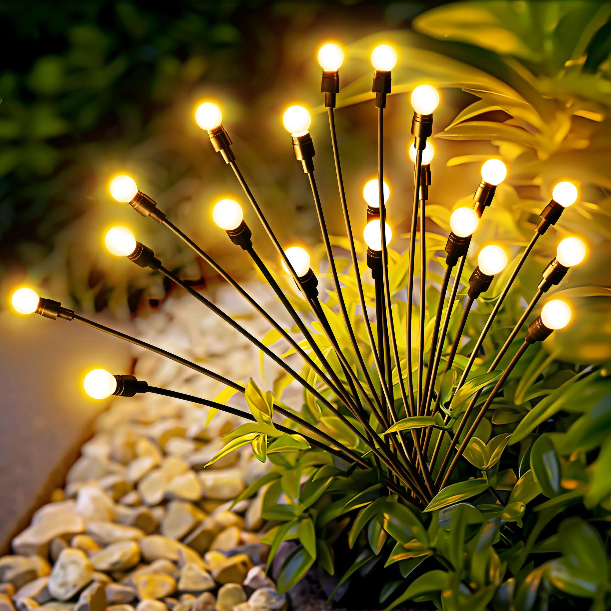 PATIOPIA Solar Lights Outdoor Garden, 20 LED Firefly Outdoor Garden Lights Waterproof, Solar Powered Swaying Light for Pathway, Yard, Patio Decoration (2 Pack,Warm White) — image 1