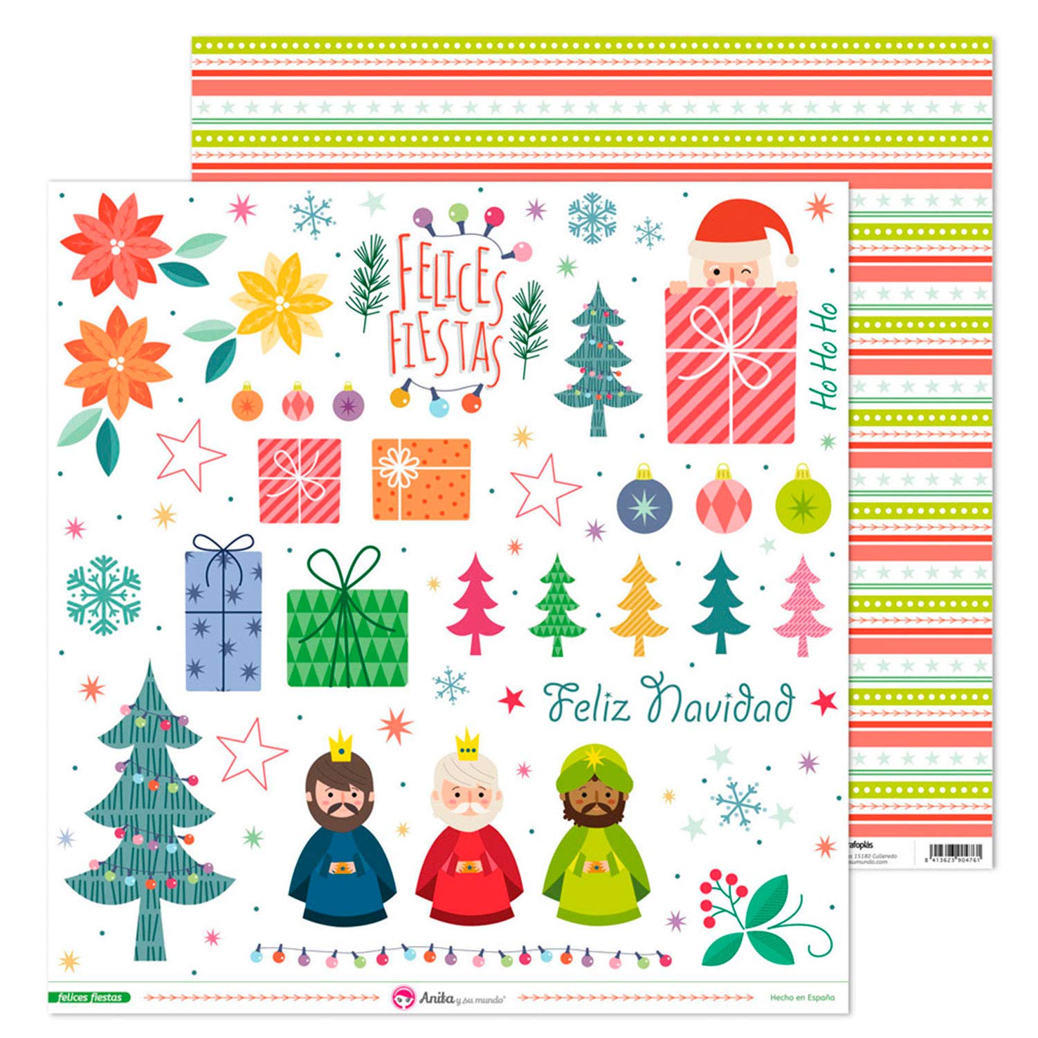 Anita & Su Mundo Pack Happy Party Papers, Christmas, 12 x 12 Inches, 5