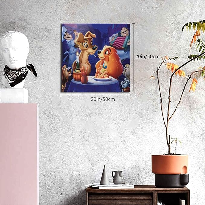 Amazon Co Jp わんわん物語3 モダンポスター フレームレス装飾画油絵壁掛け アートポスター 額縁なし モダン 新築飾り 贈り物 寝室の装飾風景 ホーム キッチン