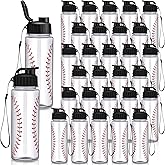 Mifoci 30 Pieces Baseball Sports Water Bottle Bulk Plastic Water Bottles 17 oz with Handle Strap Lightweight Leakproof Drink Flip Top Bottles Reusable Plastic Biking Bottle for Party Outdoor