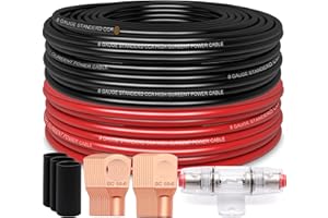 TAIGOEHUA 50FT 8 Gauge Wire (25ft Each- Black/Red) Copper Clad Aluminum CAA- Car Amplifier Power & Ground Cable，Primary Automotive Wire, Battery Cable, Car Audio Speaker (300ft)