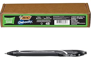 BIC Gelocity Quick Dry Black Gel Pens, Medium Point (0.7mm), 48-Count Pack, Retractable Gel Pens With Comfortable Full Grip
