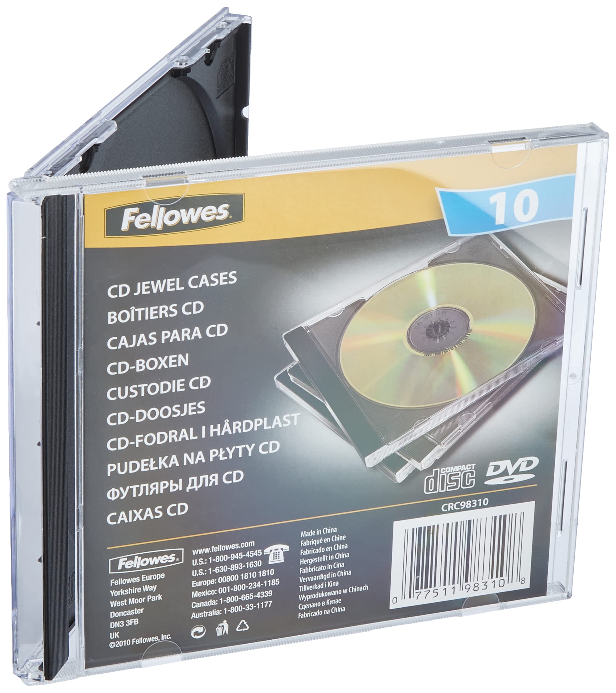 Fellowes 98310 Cd Jewel Case - Black (Pack of 10)