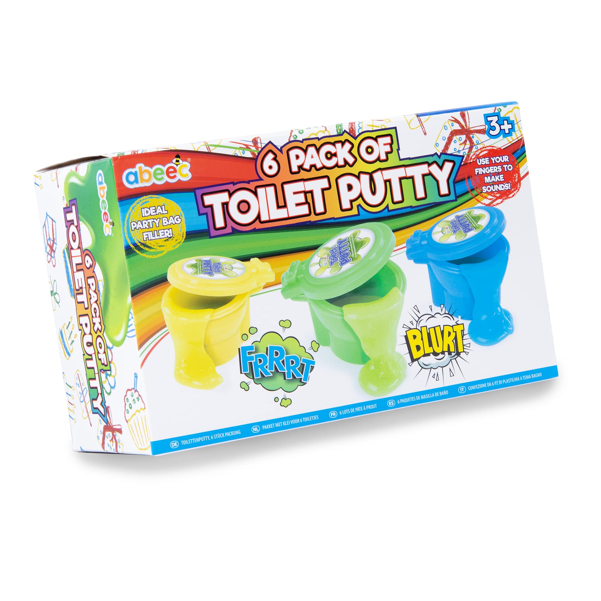 Abeec 6 Pack Toilet Putty with Slime - Party Bag Fillers - Farting Toys for Kids - Prank Stuff