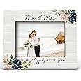 FONDCANYON Mr And Mrs Picture Frame, Wedding Picture Frame, Wedding Gifts, Mr And Mrs Gifts, Marriage License Frame, Gifts for Newlywed, Mr And Mrs Our Happily Ever After Photo Frame 5x7