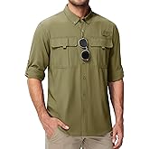 MAGCOMSEN Men's Sun Protection Fishing Shirts UPF 50+ UV Quick Dry Long Sleeve Button Down Shirts Safari Hiking Travel