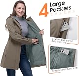 33,000ft Women Softshell Jacket Hooded Waterproof Windproof Khaki XL view 5