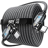 AUFU PD 60W USB C to USB C Cable 10ft(1Pack), Double 180° +360°Rotation/C to C Fast Charging/Type C to Type C Cable/10ft USB C Cable for 1Phone 17/16/15/Ma-Book/Pad Series, Samsung Galaxy Series