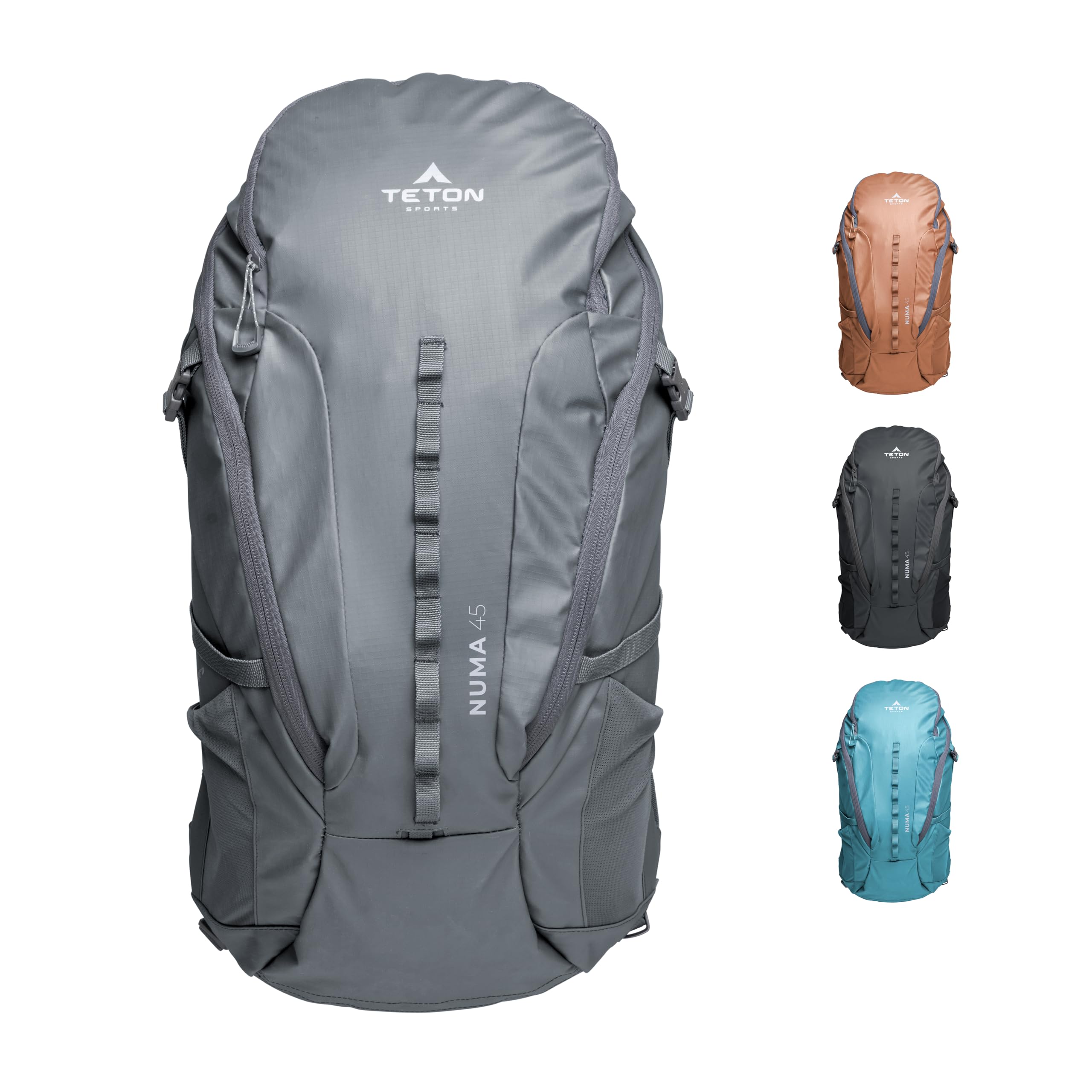 Teton 45L Numa backpack, durable and ready for hiking, camping or backpacking. Perfect lightweight travel bag with more room than you think, Granite Image Teton 45L Numa backpack, durable and ready for hiking, camping or backpacking. Perfect lightweight travel bag with more room than you think, Granite Image