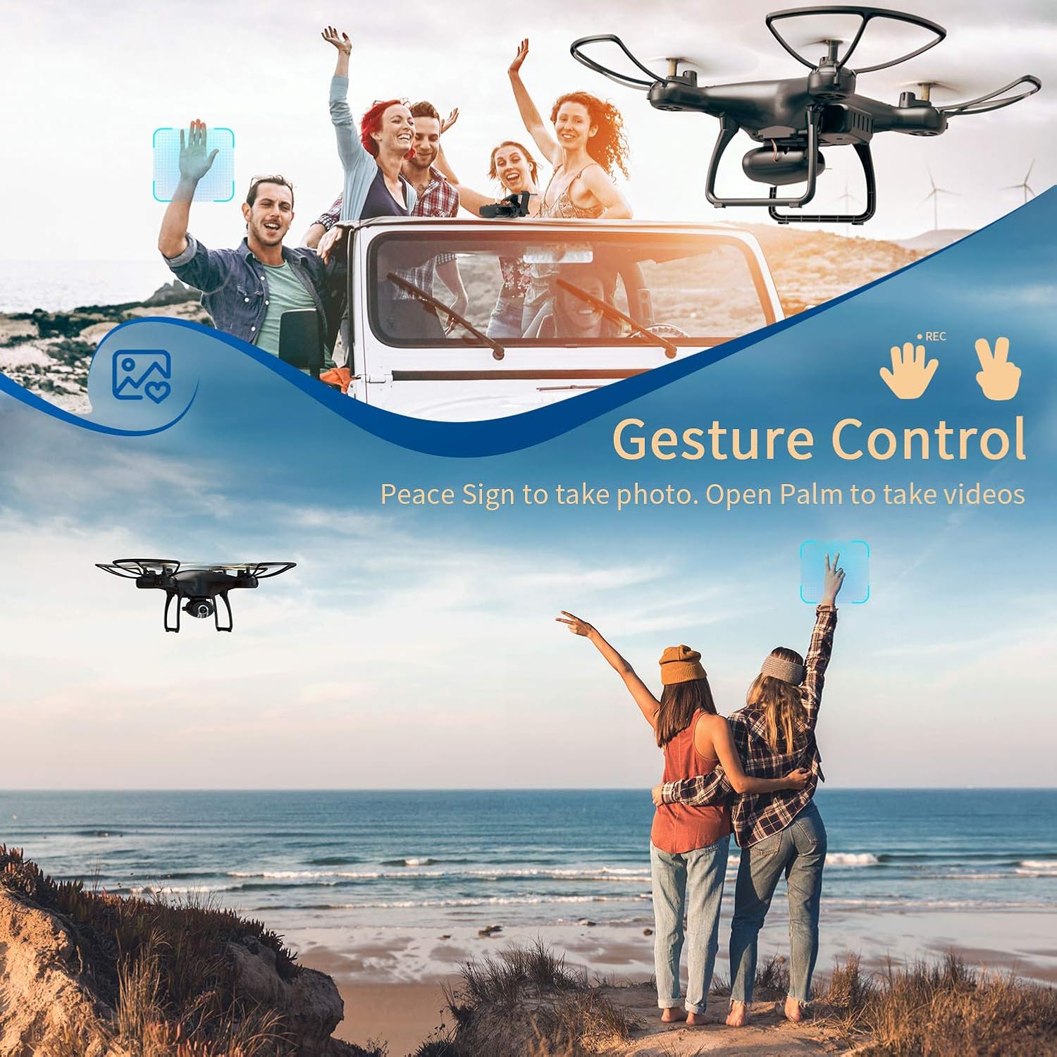 SNAPTAIN SP650 1080P Drone with Camera for Adults 1080P HD Live Video Camera Drone for Beginners w/Voice Control, Gesture Control, Circle Fly, High-Speed Rotation, Altitude Hold, Headless Mode: Toys & Games