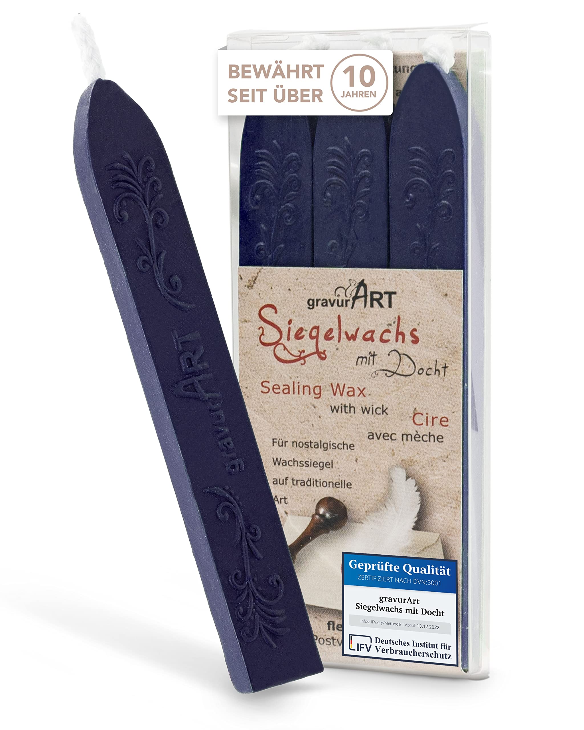 Sealing Wax Flexible with Wick - Navy Blue - 3 Rods — image 1