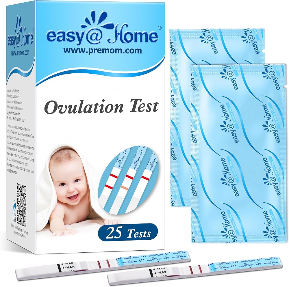 easy@Home Ovulation Test Strips, 25 Pack Fertility Tests | Ovulation Predictor Kit, Powered by Premom Ovulation Predictor iOS