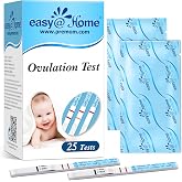 easy@Home Ovulation Test Strips, 25 Pack Fertility Tests | Ovulation Predictor Kit, Powered by Premom Ovulation Predictor iOS and Android App, 25 LH Strips
