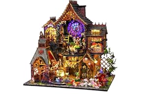 OZJAY DIY Miniature House Kit, Tiny House Kit with Dust Proof Cover & Small Tools, DIY Wooden Dollhouse Miniature Kit for Adults Teen, Wooden Crafts Mini Model Magic Kits, Home Decor - Magic Spirit