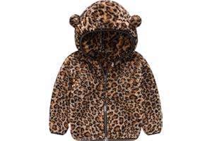 AIWUHE Toddler Boys Girls Hooded Jacket Fleece Hoodie Winter Warm Solid Color Teddy Coat Zip-up Bear Ear Sweater Fall Clothes