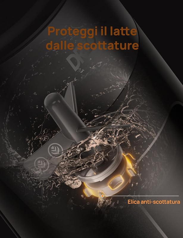Montalatte Elettrico, 8-in-1 Montalatte per Latte, Cappuccino, Cioccolata Calda, 270ml Milk Frother in Acciaio Inossidabile per Schiuma Calda e Fredda, LED, Facile da Pulire