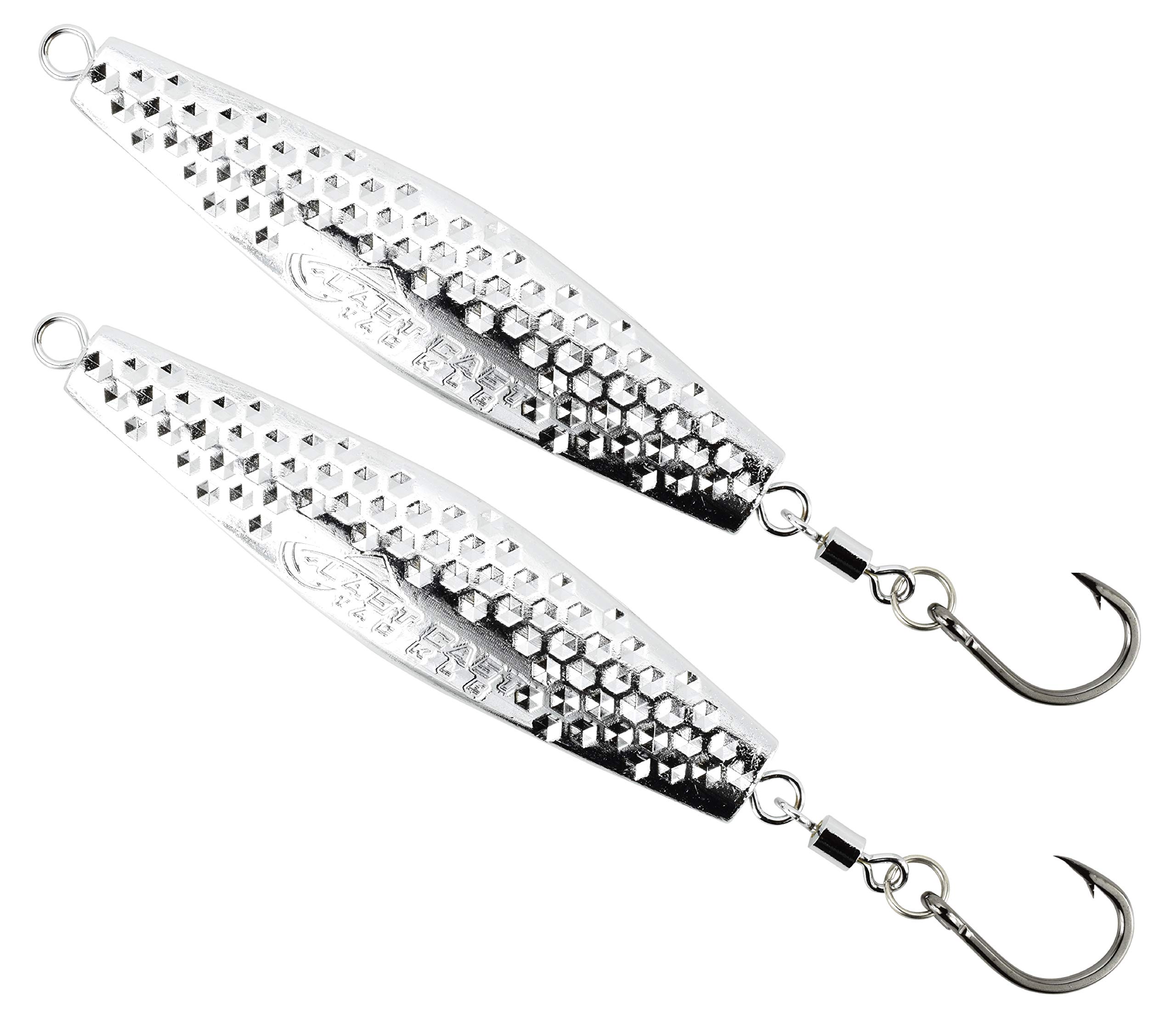 Last Cast Tackle 2-8oz Chrome Hammered Hex Diamond Jig - 2 Pack - 3 Sizes to Choose from
