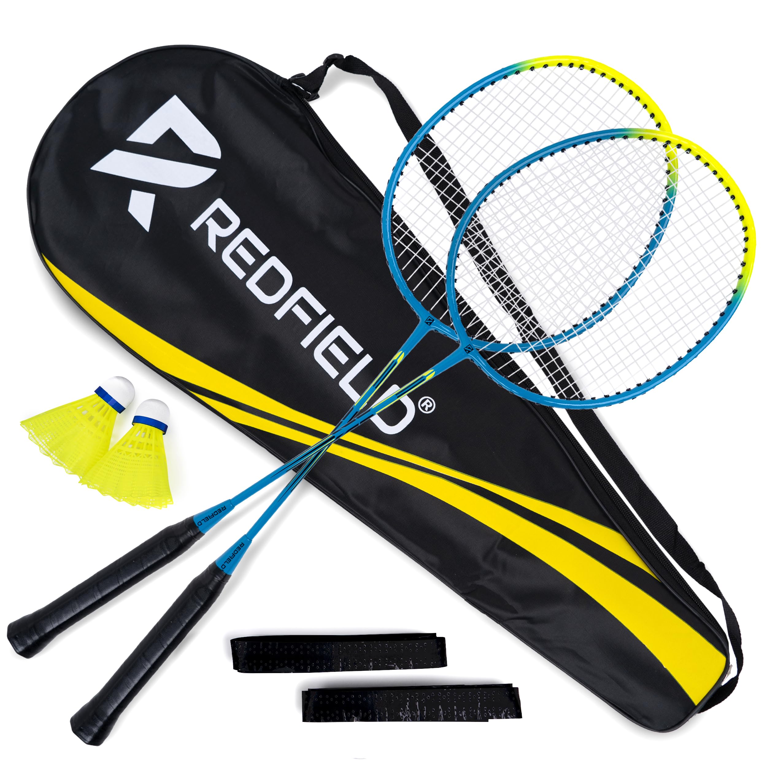 Redfield Badminton Set for Outdoor Backyard Games - 2 Badminton Rackets - 2 Shuttlecocks - Carry Bag - Complete Set for 2 Players