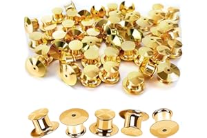 DUFEIMOY 40Pcs Metal Locking Pin Backs, Pin Locks Keeper Clasp, Pin Backs with Storage Case for Brooch Enamel Lapel Hat Badge, Gold