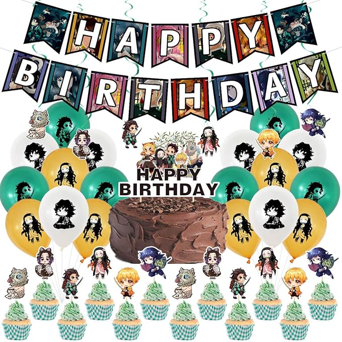 Amazon 鬼滅の刃 誕生日 飾り付け バースデー バルーン Happy Birthday 飾り 風船 装飾 男の子 女の子 B 風船 バルーン おもちゃ