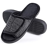 DL Adjustable Men's Memory Foam Slippers, Comfy Indoor Outdoor, Breathable Slide Bedroom Slippers Size 7-14