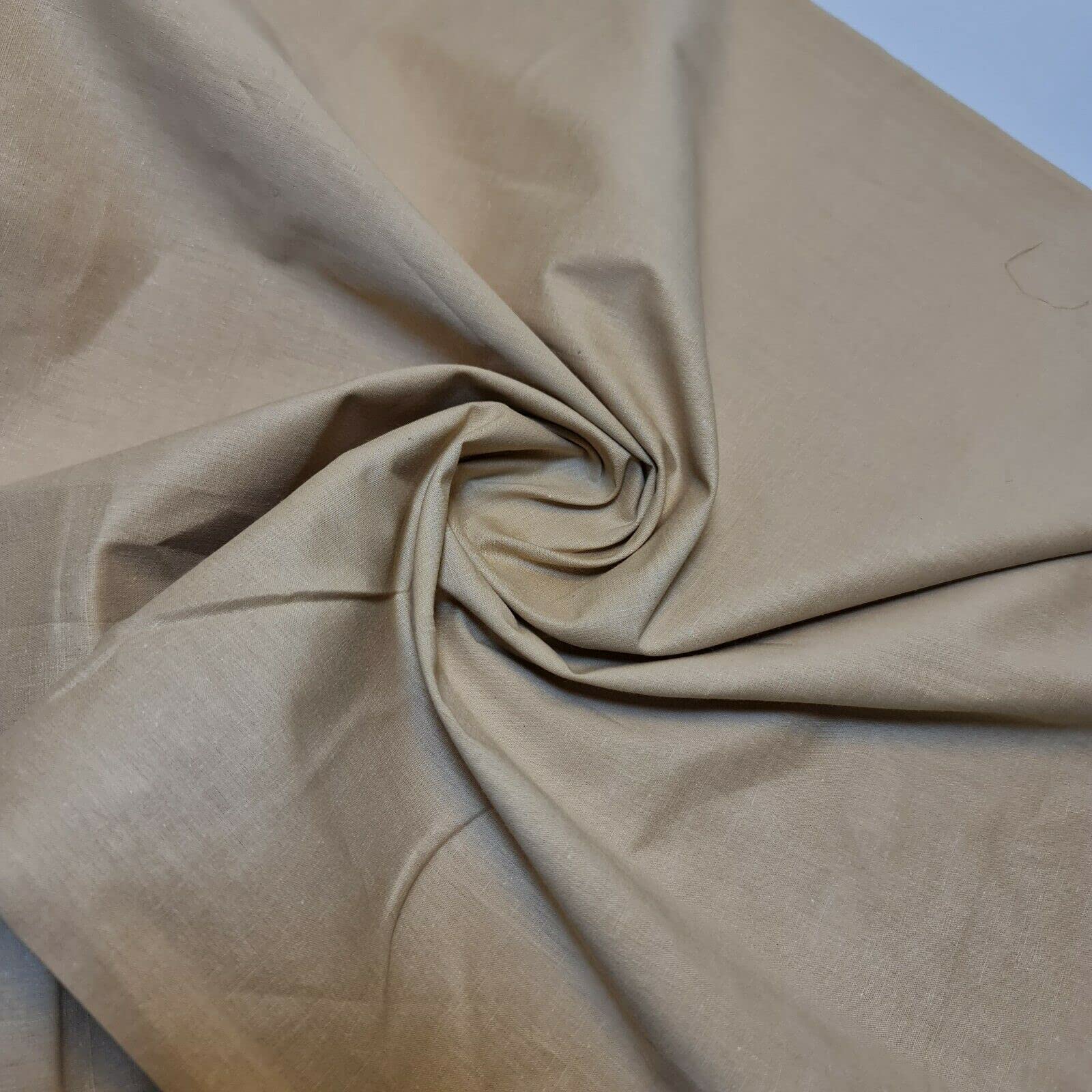 TEXTILE STATION 100% Cotton Fabric 112cm Wide Plain Cambric Poplin (Skin, 5 Meter)