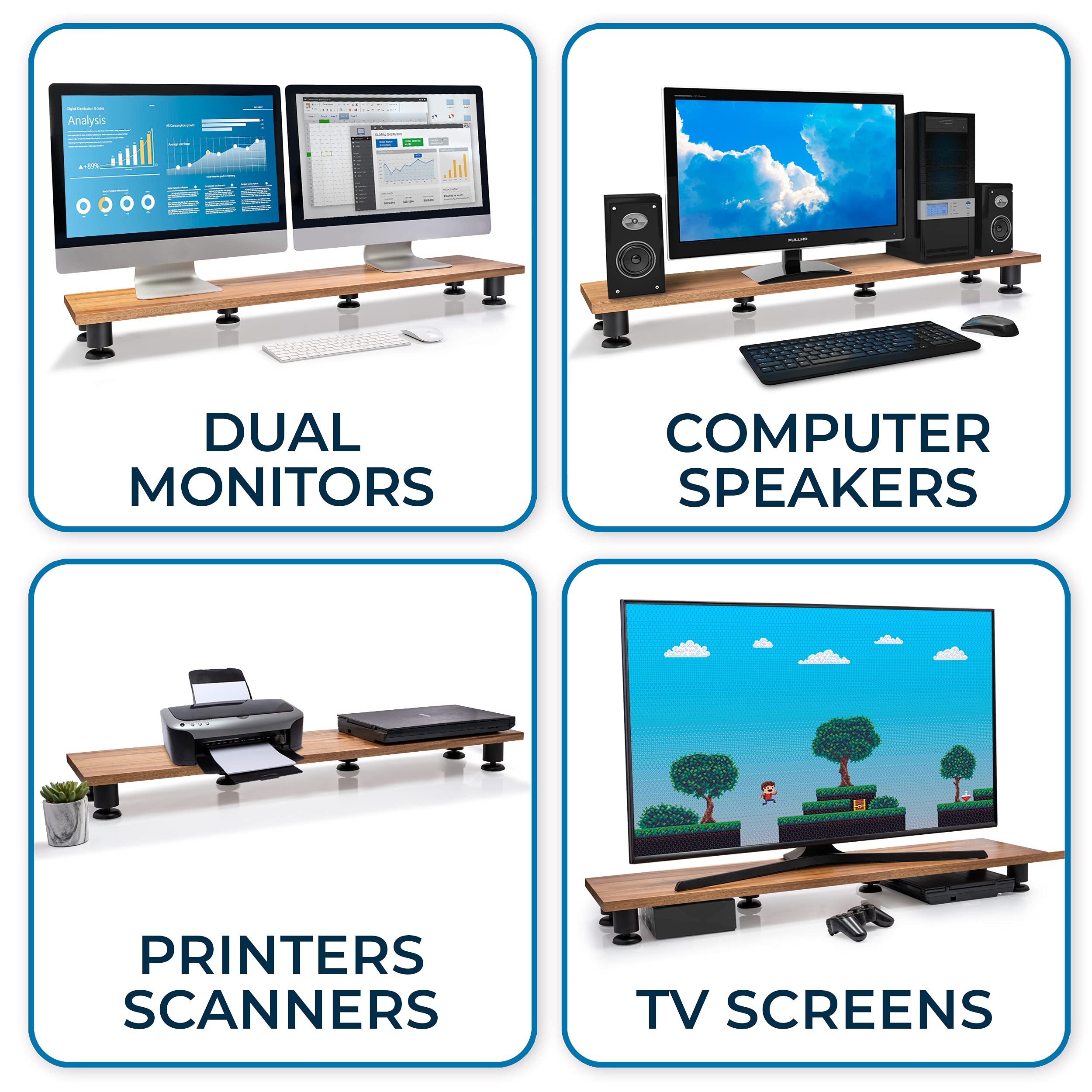 Tele Riser Mua Nordik Large Dual Monitor Riser for 2 - Premium Handmade Hardwood ...
