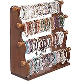 Donmills 4 Tier Wooden Bracelet Holder Stand – Bracelet Organizer Storage Display for Selling- Bangle & Scrunchie,Watch Jewelry Organizer Showcase and Home Storage (Dark Brown)