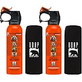 UDAP Pepper Power Bear Spray Self Defense Deterrent with Holster for Camping, Hiking, Fishing, Powerful Blast Pattern, 30 ft Fog Barrier, Safety Orange, SO2, 7.9 oz, 2 Pack