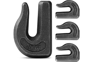 XHMAXE 4Pcs 3/8'' Weld-On Grab Chain Hooks, Grade 70 Clevis Grab Chain Hooks, Heavy Duty Forged Grade Tow Hook Weldable for Trailer Truck, Rigging, Car, SUV, RV, UTV, Tractors Loader Bucket-6600 LBS