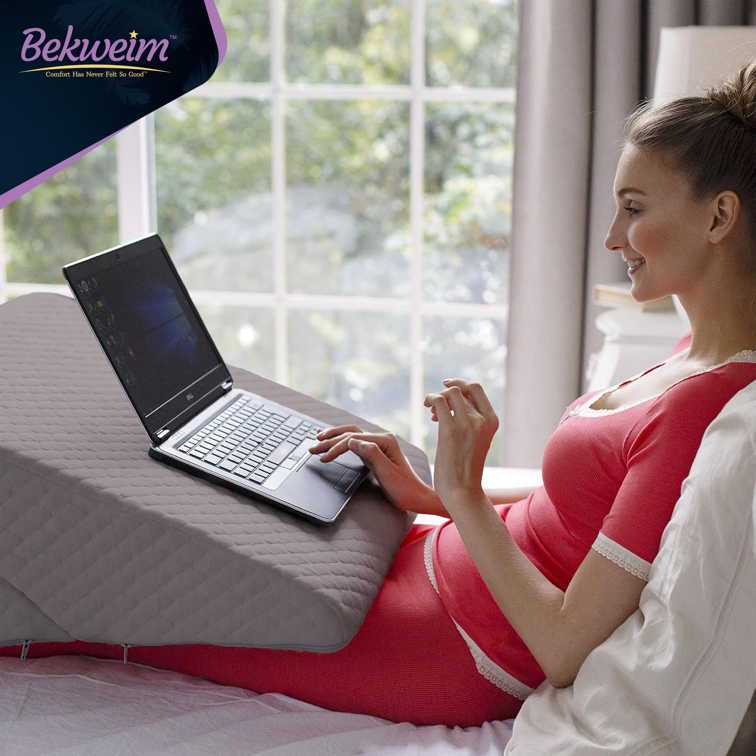 Wedge Pillow for Sleep Apnea, 12 Inch Adjustable Height Bed Wedge Pillow for Headboard, Gerd, Acid Reflux Relief, Snoring, and Post Surgery Recovery. Bed Pillow for Sitting Up in Bed