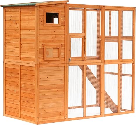 Pawhut 77 X 38 X 69 Large Wooden Outdoor Cat Enclosure Catio